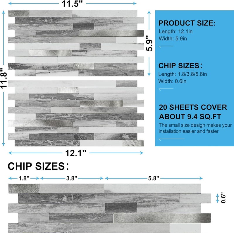 V-MOZZA Peel and Stick Backsplash, 20-Sheet Peel and Stick Tiles 12.1" x 5.9" Stick on Backsplash PVC Wall Tile for Kitchen Fireplace - Image 4